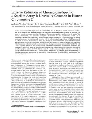 Extreme Reduction of Chromosome-Specific Α-Satellite Array Is Unusually Common in Human Chromosome 21