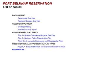 FORT BELKNAP RESERVATION List of Topics