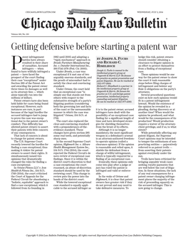 Getting Defensive Before Starting a Patent War