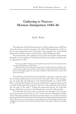 Gathering to Nauvoo: Mormon Immigration 1840–46