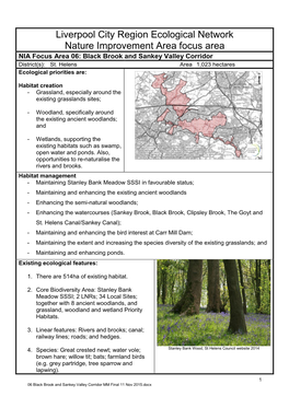 Liverpool City Region Ecological Network Nature Improvement Area Focus Area NIA Focus Area 06: Black Brook and Sankey Valley Corridor District(S): St