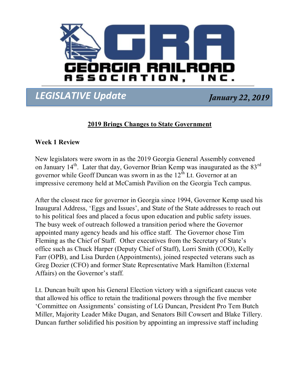 LEGISLATIVE Update