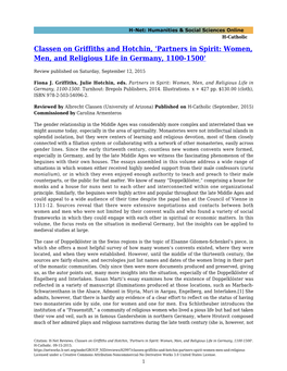 Classen on Griffiths and Hotchin, 'Partners in Spirit: Women, Men, and Religious Life in Germany, 1100-1500'