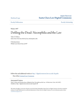 Defiling the Dead: Necrophilia and the Law Tyler T