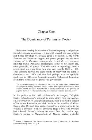 Chapter One the Dominance of Parnassian Poetry