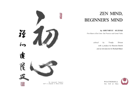 Shunryu Suzuki – Zen Mind, Beginner's Mind
