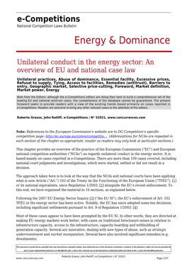 Unilateral Conduct in the Energy Sector