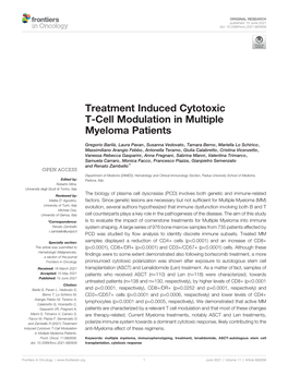Treatment Induced Cytotoxic T-Cell Modulation in Multiple Myeloma Patients