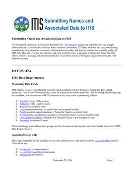 Guidelines for Submitting Names & Associated Data to ITIS