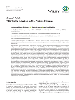 Research Article VPN Traffic Detection in SSL-Protected Channel