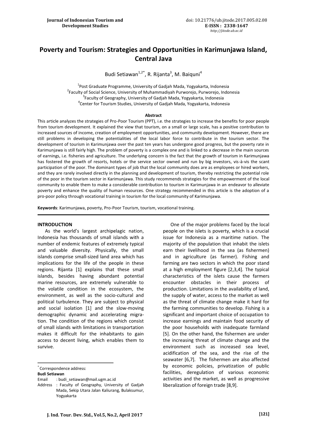 Strategies and Opportunities in Karimunjawa Island, Central Java