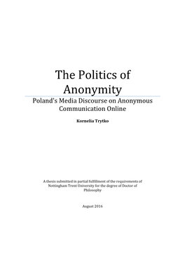 The Politics of Anonymity Poland's Media Discourse on Anonymous Communication Online