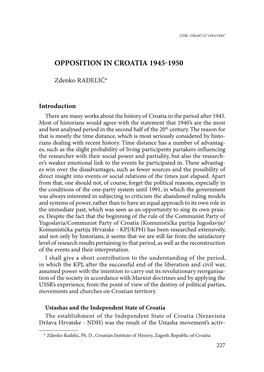 Opposition in Croatia 1945 1950