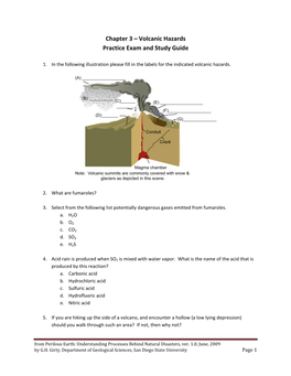 Chapter 3 – Volcanic Hazards Practice Exam and Study Guide