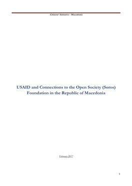 USAID and Connections to the Open Society (Soros) Foundation in the Republic of Macedonia