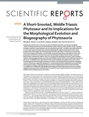 A Short-Snouted, Middle Triassic Phytosaur and Its Implications For