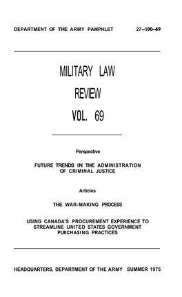 Military Law Review Vol. 69