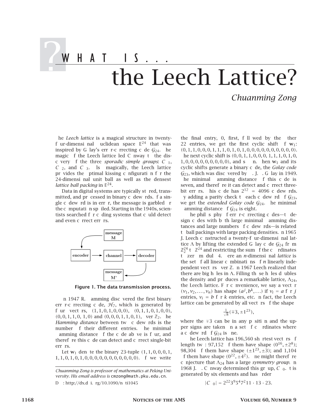 The Leech Lattice? Chuanming Zong