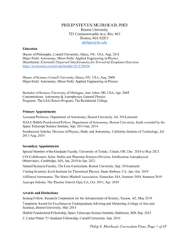 Curriculum Vitae, Page 1 of 32