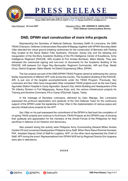 DND, DPWH Start Construction of More Infra Projects