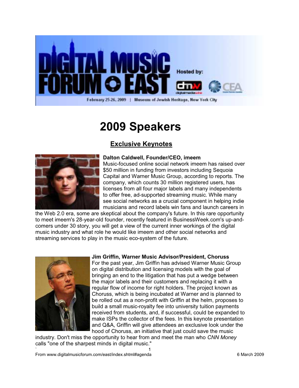 Digital Music Forum East February 25-26, 2009