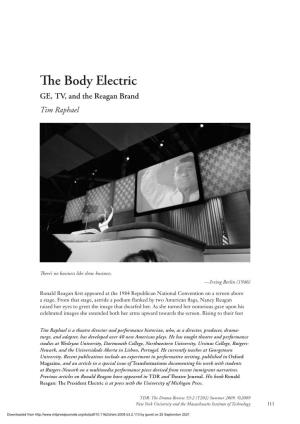 The Body Electric GE, TV, and the Reagan Brand Tim Raphael