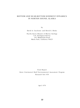 Bottom and Near-Bottom Sediment Dynamics in Norton Sound, Alaska