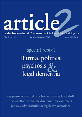 Burma, Political Psychosis Legal Dementia