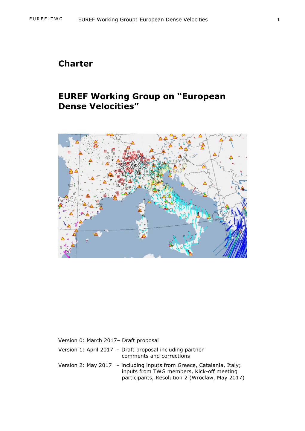 Charter EUREF Working Group on “European Dense Velocities”