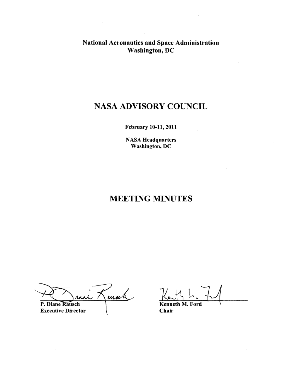 Nasa Advisory Council Meeting Minutes