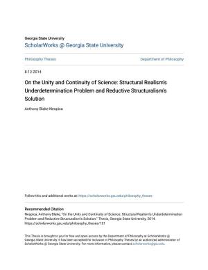 On the Unity and Continuity of Science: Structural Realism's Underdetermination Problem and Reductive Structuralism's Solution