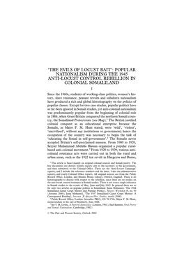 'The Evils of Locust Bait': Popular Nationalism During the 1945 Anti-Locust Control Rebellion in Colonial Somaliland