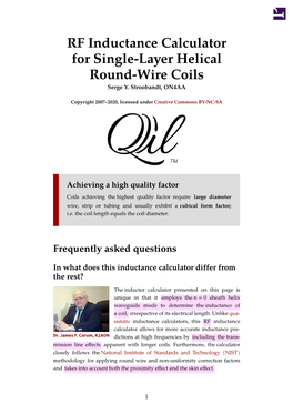 RF Inductance Calculator for Single‑Layer Helical Round‑Wire Coils Serge Y