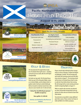 Pacific Northwest Section PGA Scotland Pro-Am August 4-11, 2018