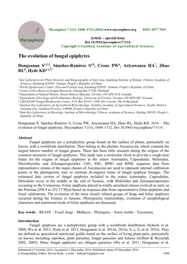 The Evolution of Fungal Epiphytes