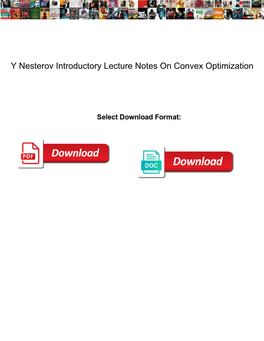 Y Nesterov Introductory Lecture Notes on Convex Optimization