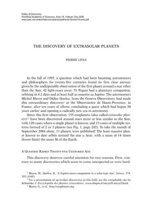 The Discovery of Extrasolar Planets