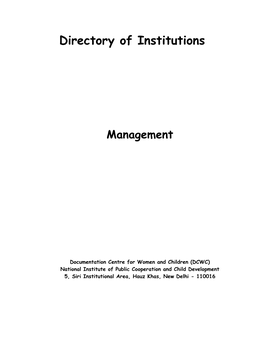 Directory of Institutions-Management