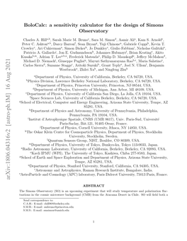 Bolocalc: a Sensitivity Calculator for the Design of Simons Observatory