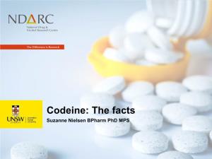 Codeine: the Facts Suzanne Nielsen Bpharm Phd MPS Codeine: Overview 1