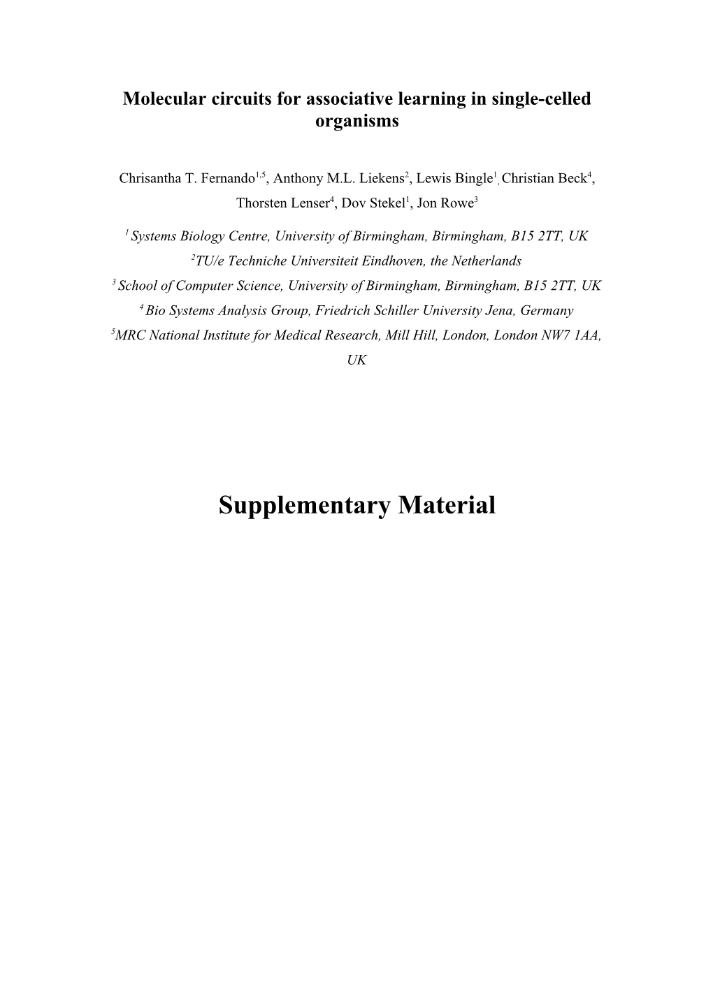 Molecular Circuits for Associative Learning in Single-Celled Organisms