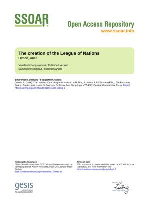 The Creation of the League of Nations Oltean, Anca