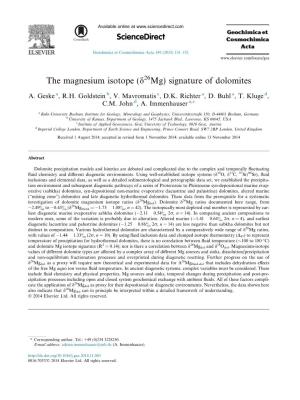 The Magnesium Isotope (Оґ26mg) Signature of Dolomites
