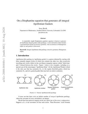 On a Diophantine Equation That Generates All Integral Apollonian Gaskets