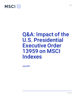 Q&A: Impact of the U.S. Presidential Executive Order 13959 on MSCI