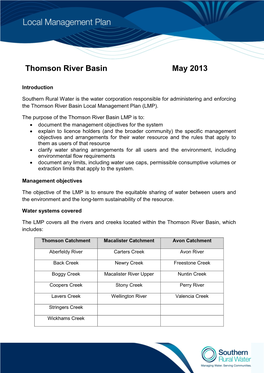 Thomson River Basin May 2013