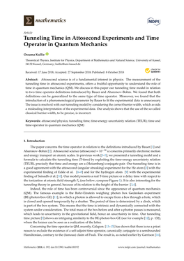 Tunneling Time in Attosecond Experiments and Time Operator in Quantum Mechanics
