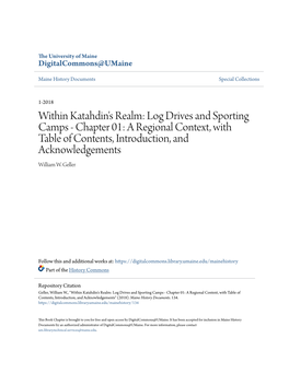 Log Drives and Sporting Camps - Chapter 01: a Regional Context, with Table of Contents, Introduction, and Acknowledgements William W