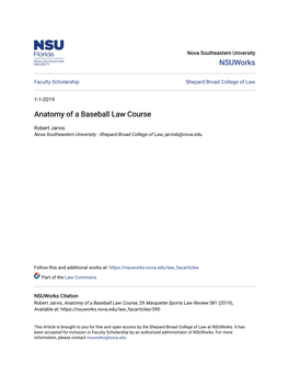 Anatomy of a Baseball Law Course