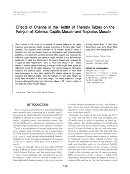 Effects of Change in the Height of Therapy Tables on the Fatigue of Splenius Capitis Muscle and Trapezius Muscle